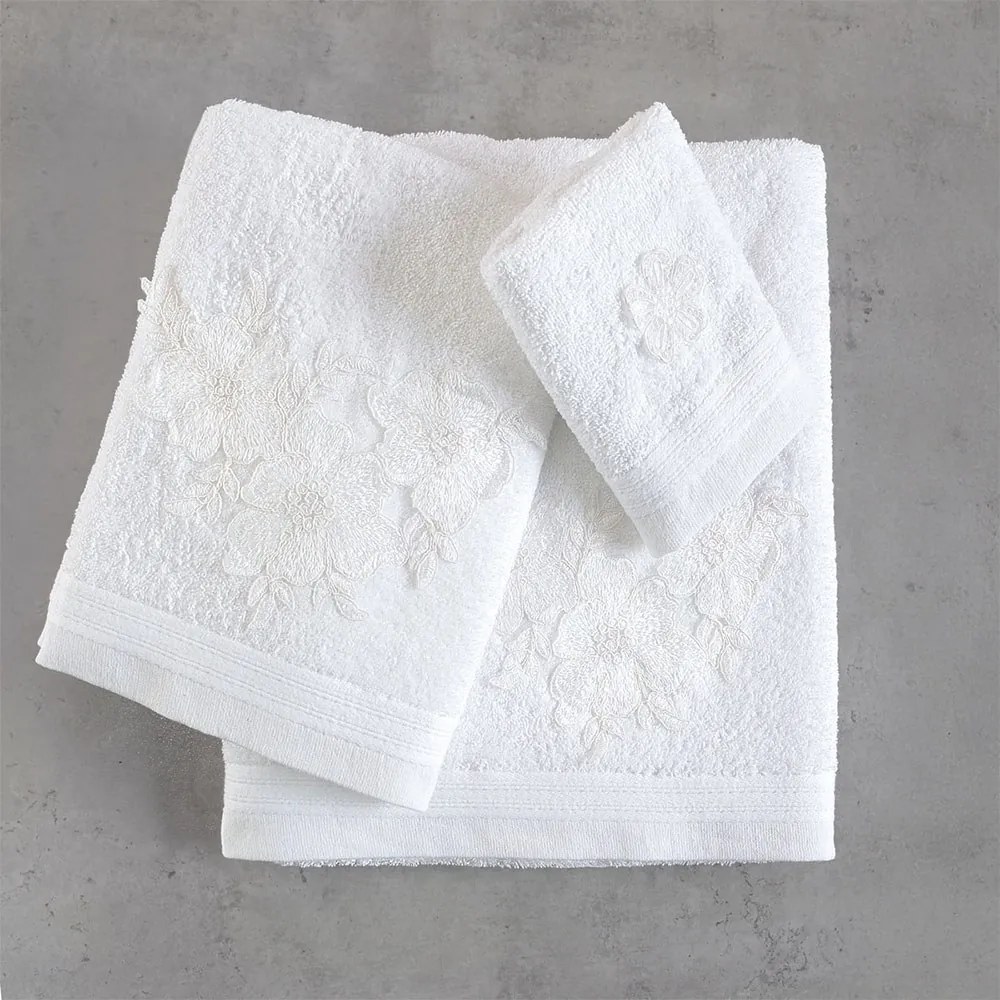 Πετσέτες Aragon (Σετ 3τμχ) White Ρυθμός Towels Set 80x150cm 100% Πενιέ Βαμβάκι