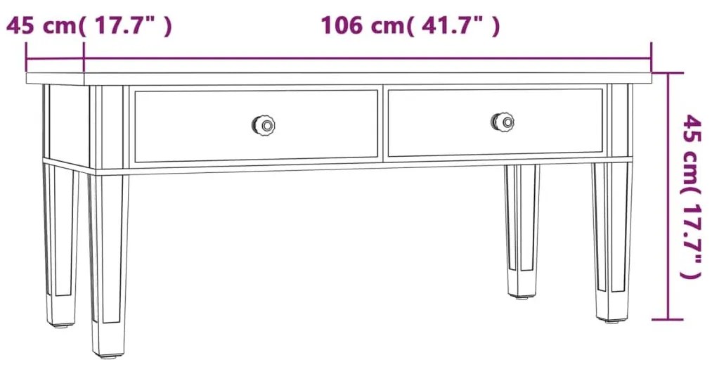 Τραπεζάκι Σαλονιού Καθρέφτης 106x45x45 εκ. Επεξ. Ξύλο &amp; Γυαλί  - Ασήμι