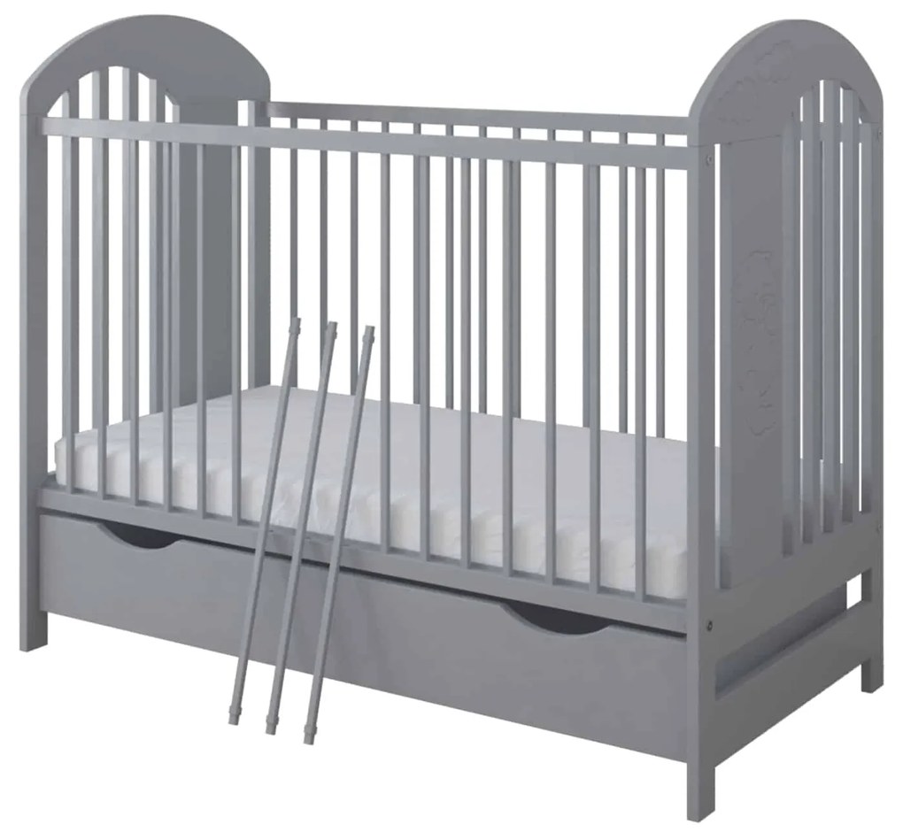 Βρεφικό Κρεβάτι με Συρτάρι Pumba Grey  60x120cm   BC10059  BabyCute