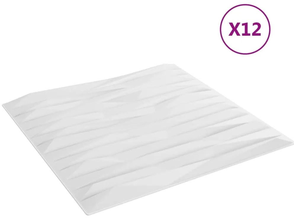 vidaXL Πάνελ Τοίχου 12 Τεμ. Σχέδιο Πέτρας Λευκά 50x50 εκ. 3 μ² από XPS