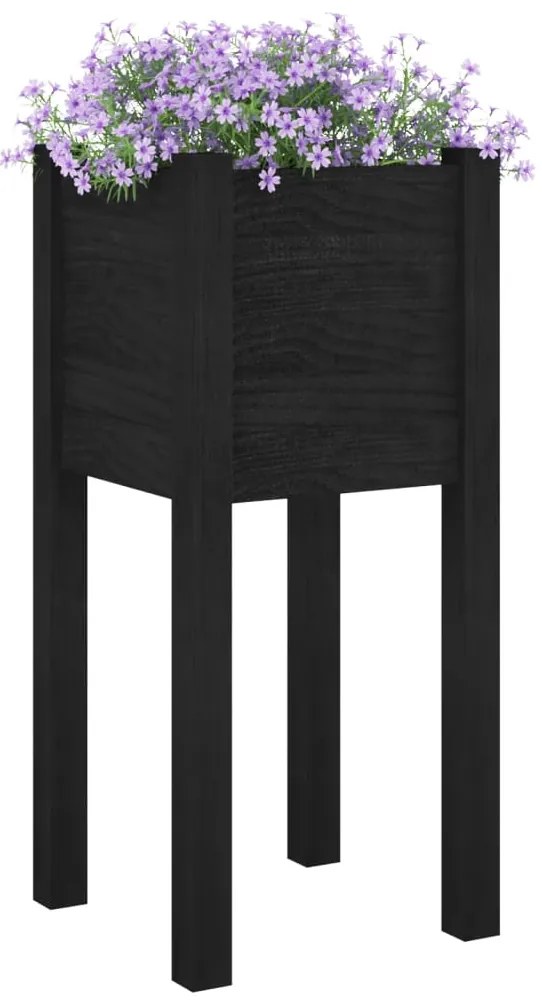 vidaXL Ζαρντινιέρες 2 τεμ. Μαύρες 31 x 31 x 70 εκ. από Μασίφ Πεύκο