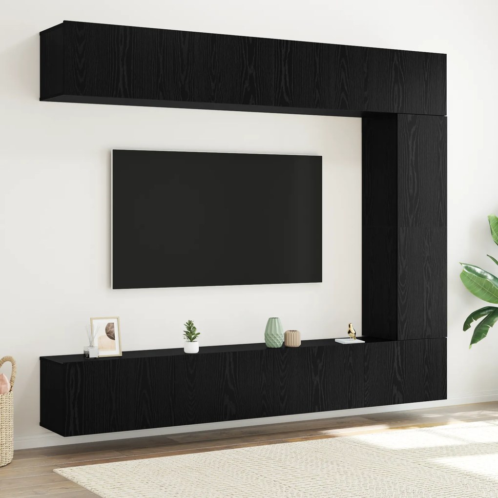 vidaXL Σετ 5 κομματιών για επιπλο TV τοίχου σε μαύρο δρυ