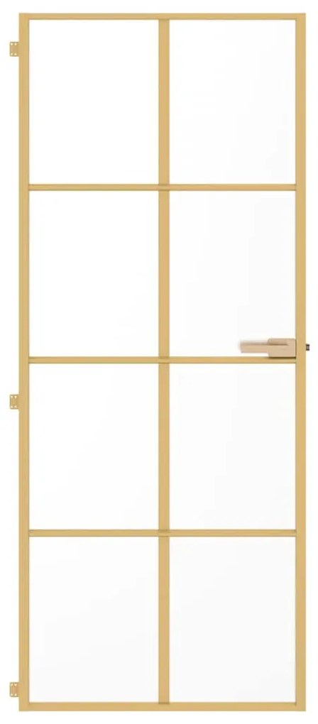 vidaXL Εσωτερική Πόρτα Χρυσή 83 x 201,5 εκ. Ψημένο Γυαλί & Αλουμίνιο