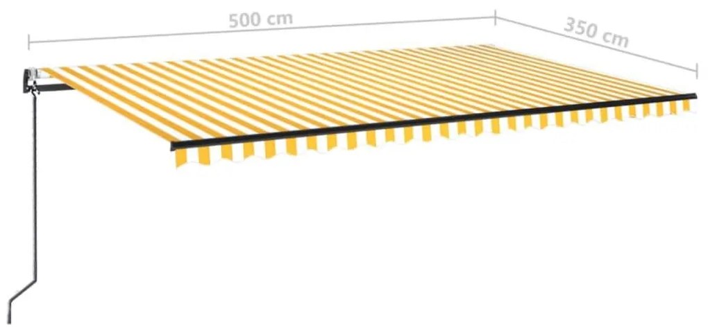 Τέντα Συρόμενη Αυτόματη Κίτρινο / Λευκό 500x350 εκ. - Κίτρινο