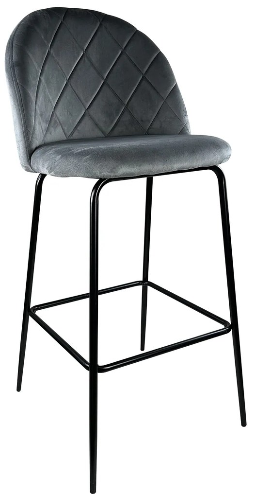 Σκαμπό Bar ArteLibre UNDERHILL Γκρι/Μαύρο Βελούδο/Μέταλλο 45x53x98cm-14600088
