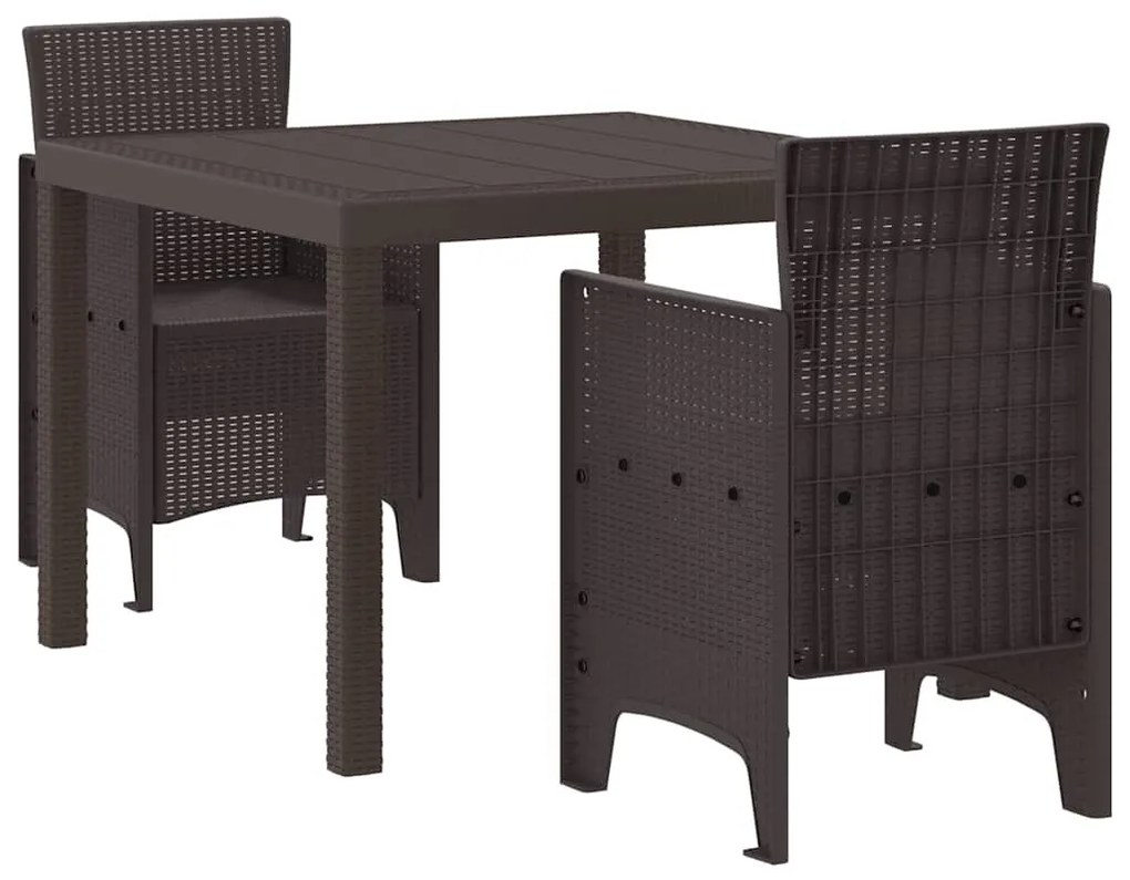 vidaXL Σέτ φαγητού για κήπο 3 pcs Καφέ Rattan Polt