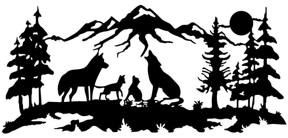 Διακοσμητικό Τοίχου Wolf Pack 891TNL1956 47x103cm Black Wallity Μέταλλο