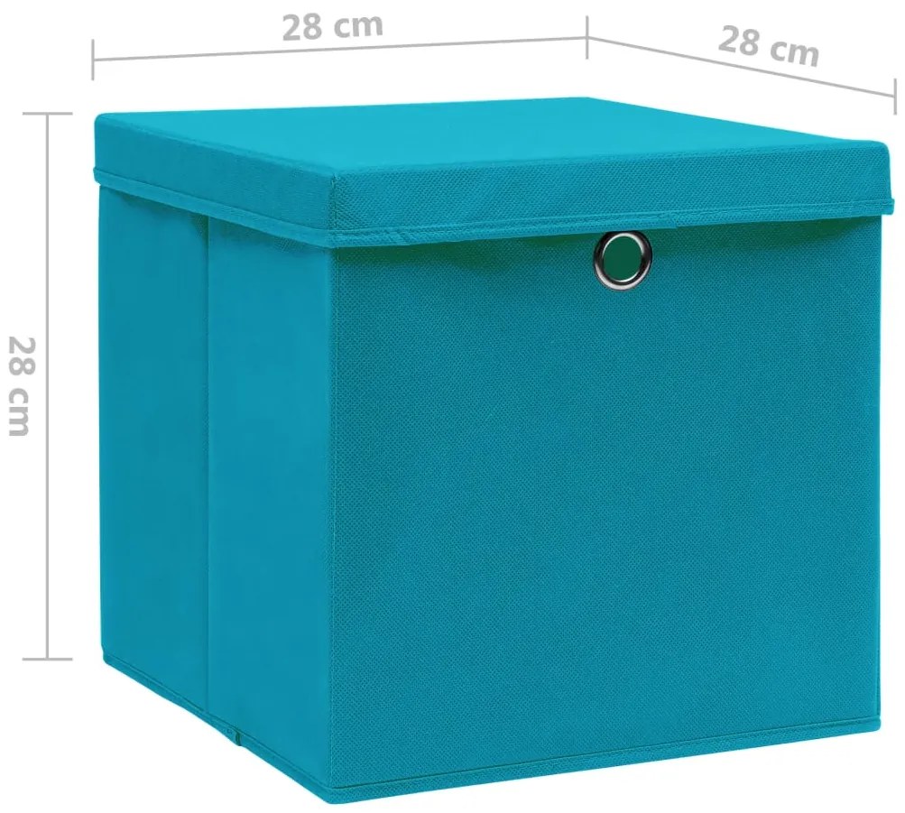 vidaXL Κουτιά Αποθήκευσης με Καπάκια 4 τεμ. Γαλάζια 28 x 28 x 28 εκ.