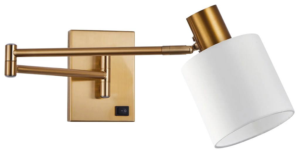 Φωτιστικό Τοίχου - Απλίκα SE21-GM-52-SH1 ADEPT WALL LAMP Gold Matt Wall lamp with Switcher and White Shade+ - 51W - 100W - 77-8364