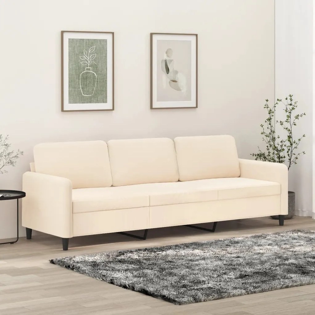 vidaXL Καναπές Τριθέσιος Κρεμ 210 εκ. Βελούδινος