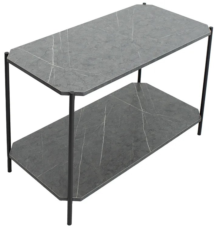 Τραπέζι σαλονιού Mara MDF ανθρακί μαρμάρου-μαύρο 80x40x55cm - 072-000066 - 072-000066