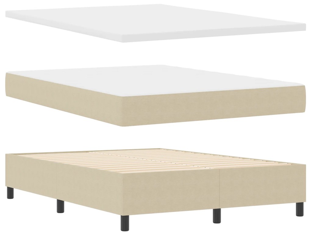 vidaXL Κρεβάτι Box Spring με Στρώμα & LED Φως Πράσινο Γκρί 140x200 εκ Ύφασμα Κορδέλας