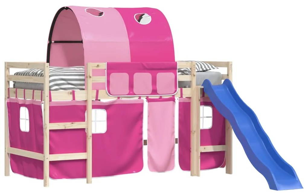 vidaXL Κουρτίνες για Κρεβάτι Κουκέτα με Τούνελ Ροζ από Πολυεστέρα