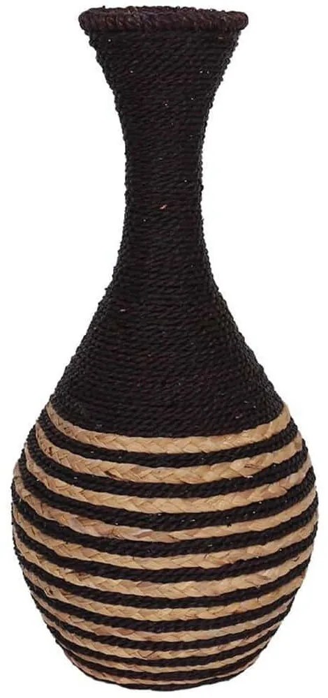 Βάζο Nubia 031702 24x24x54cm Natural-Black Σχοινί,Μέταλλο