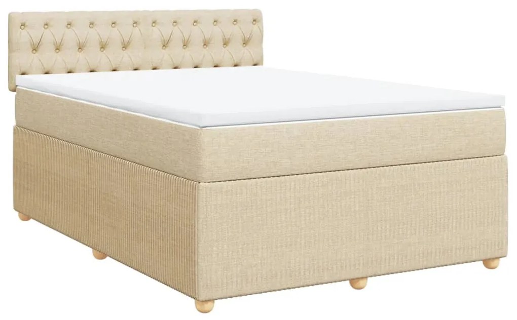 ΚΡΕΒΑΤΙ BOXSPRING ΜΕ ΣΤΡΩΜΑ ΚΡΕΜ 140X200 ΕΚ. ΥΦΑΣΜΑΤΙΝΟ 3287491