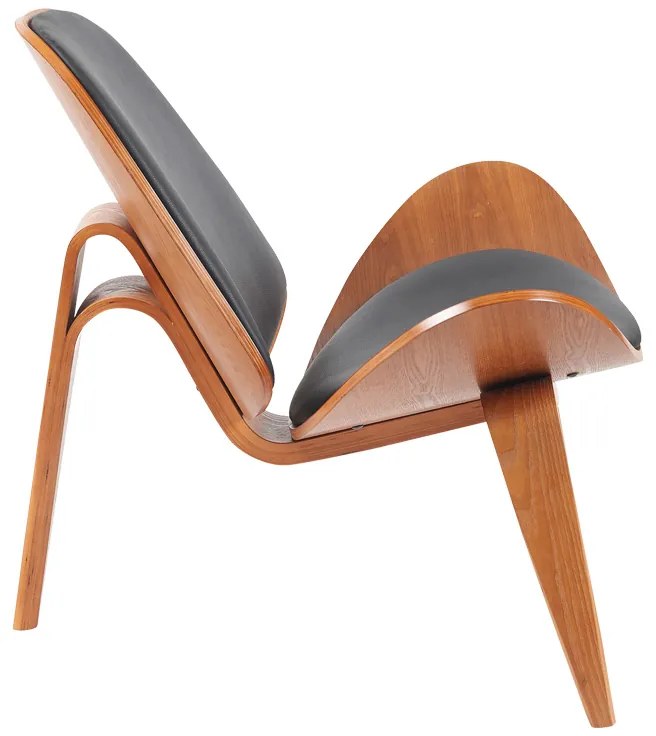 Πολυθρόνα Vilma pakoworld PU μαύρο- plywood καρυδί 90x76.5x74.5εκ