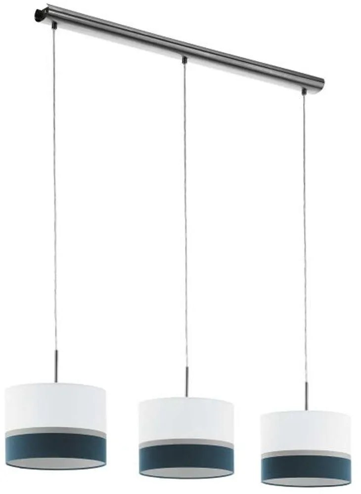 Φωτιστικό Οροφής - Ράγα 39555 Spaltini E27/3 Nickel White-Blue Eglo Metal, Plastic