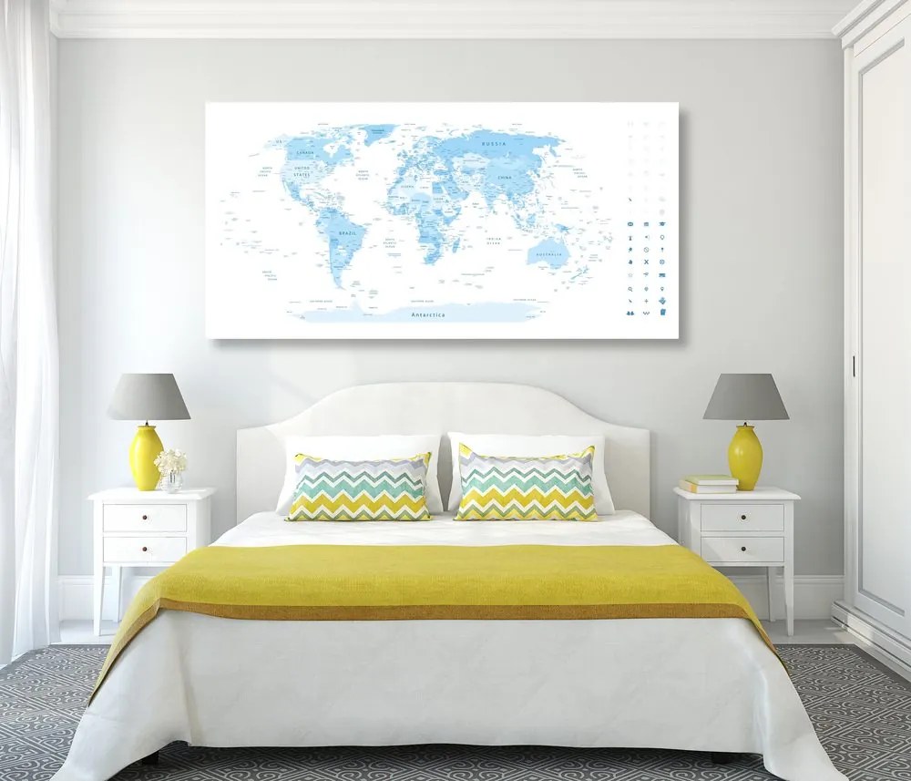 Εικόνα λεπτομερή παγκόσμιο χάρτη σε μπλε - 100x50