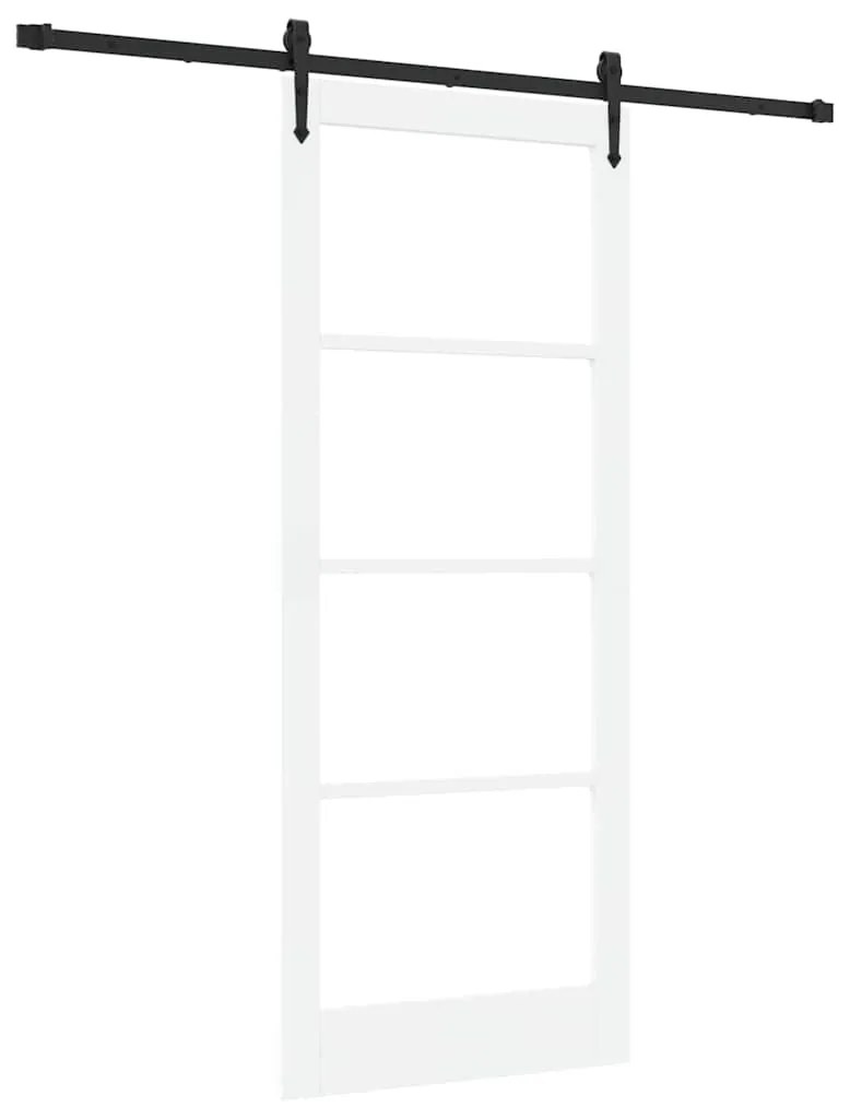 vidaXL Ολισθητή Πόρτα Χειροκίνητος Λευκό 86 x 211 cm Ξύλο και μέταλλο