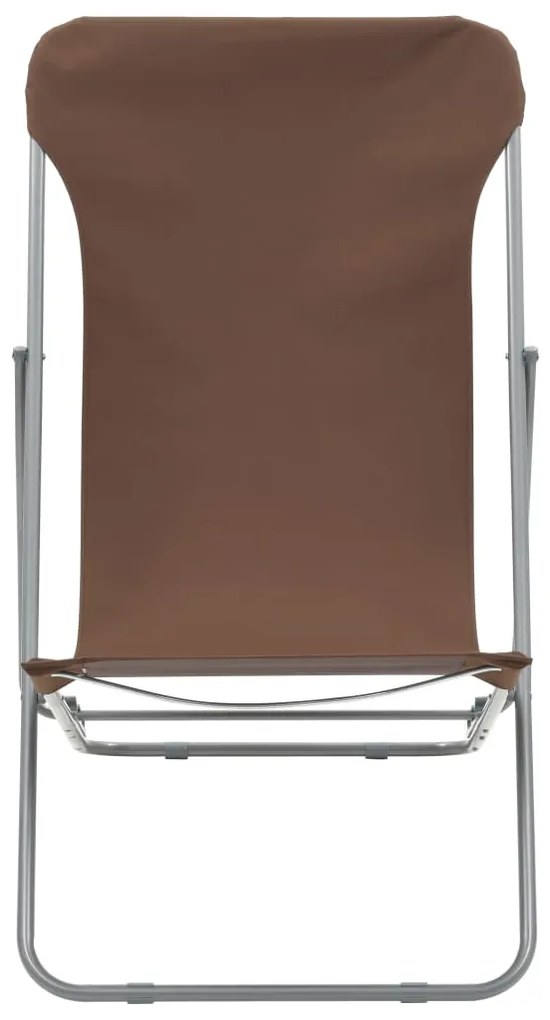 vidaXL Σεζλόνγκ Πτυσσόμενες 2 τεμ. Καφέ από Ατσάλι και Ύφασμα Oxford