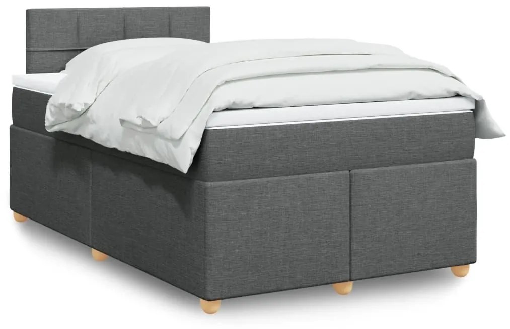 ΚΡΕΒΑΤΙ BOXSPRING ΜΕ ΣΤΡΩΜΑ ΣΚΟΥΡΟ ΓΚΡΙ 120X200 ΕΚ. ΥΦΑΣΜΑΤΙΝΟ 3288948