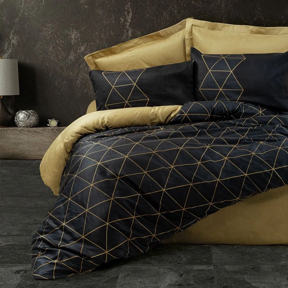 Παπλωματοθήκη Veta 129CTN2767 Με Σεντόνι (Σετ 3τμχ) Gold-Black L'Εssentiel Maison Μονό 160x220cm 100% Cotton