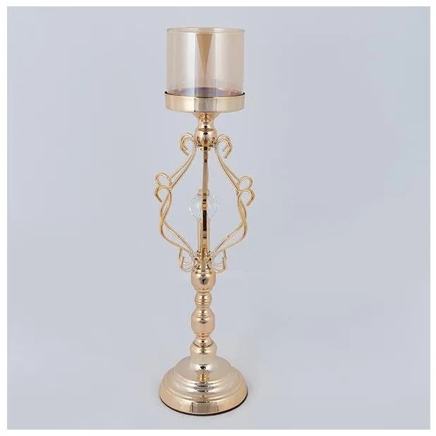 Κηροπήγιο Μεταλλικό Χρυσό 15x42cm 752-24095 Estheti-752-24095-Χρυσό 752-24095