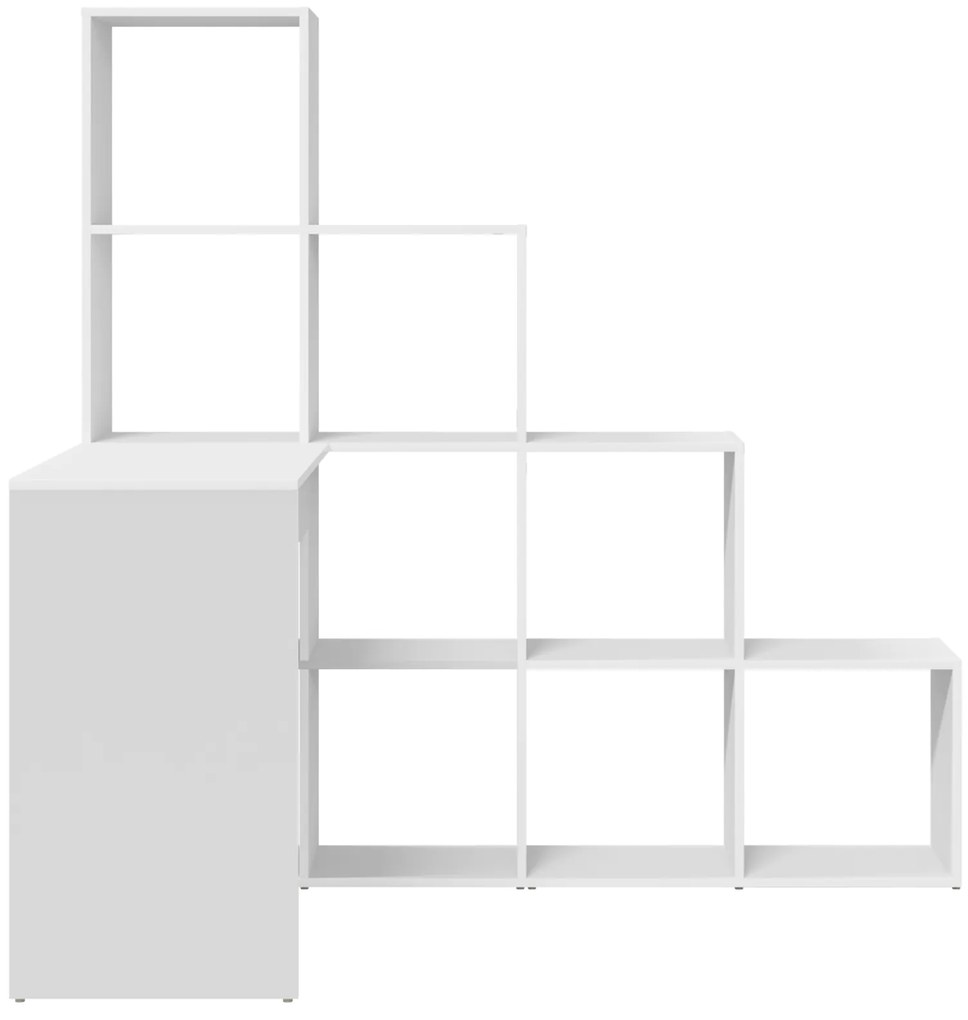 vidaXL Γωνιακό γραφείο με ράφι Λευκό 101.5 x 149.5 x 149.5 εκ.