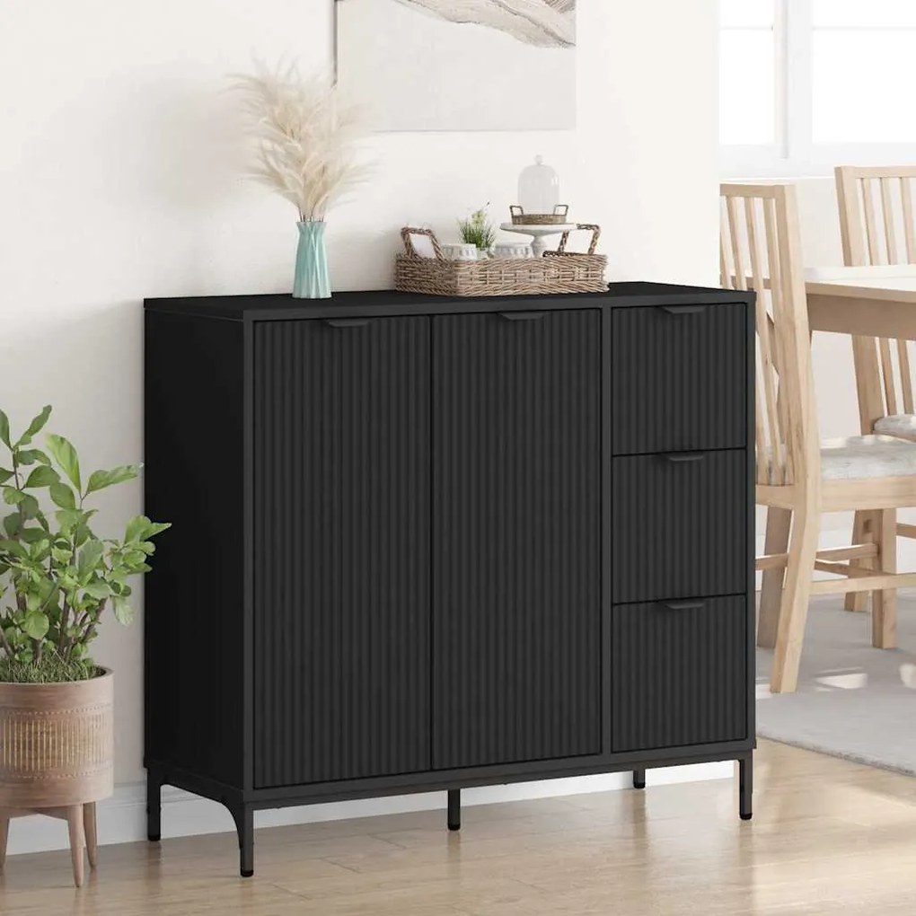 vidaXL Πλαϊνό γραφείο Μαύρο 89.5 x 33 x 82 εκ. Επεξεργασμένο ξύλο