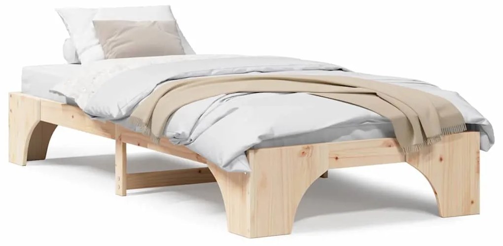 vidaXL Σκελετός Κρεβατιού Φυσικό 75 x 190 cm Στερεά ξυλεία πεύκου