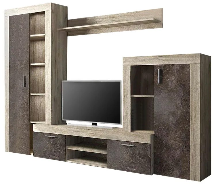 Σύνθεση TV μελαμίνης Dexter Megapap χρώμα γκρι oak - dark atelier 300x40x200εκ. - GP035-0013,1