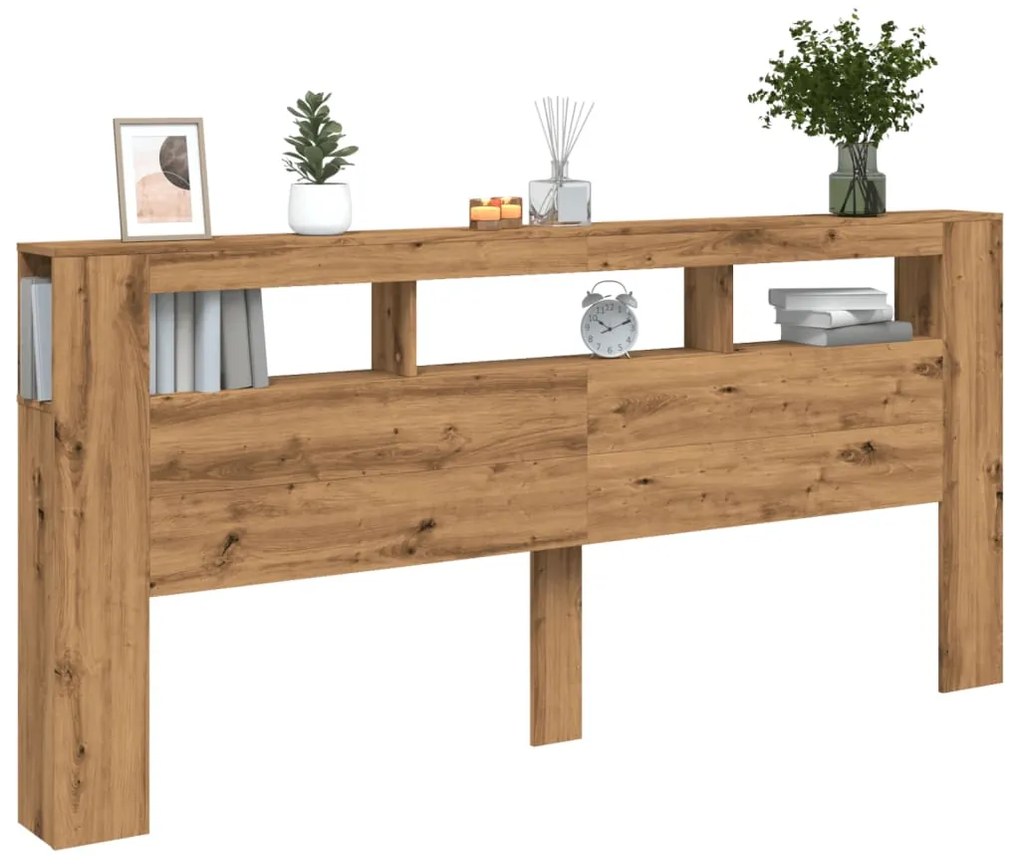 vidaXL LED κεφαλάρι Artisan Oak 220x18,5x103,5 cm Κατασκευασμένο ξύλο