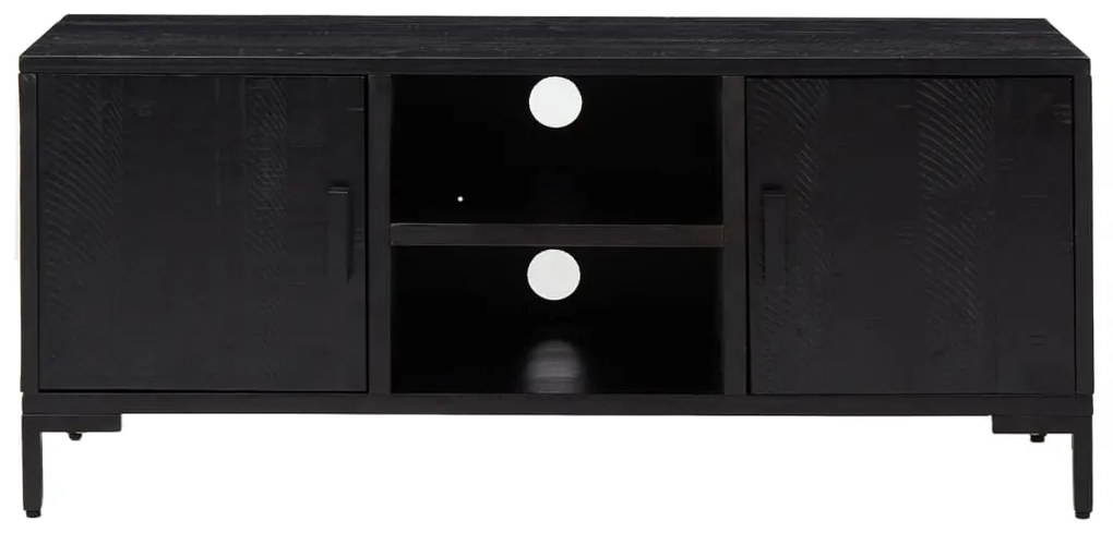 vidaXL Έπιπλο Τηλεόρασης Μαύρο 110 x 35 x 48 εκ. από Μασίφ Ξύλο Πεύκου
