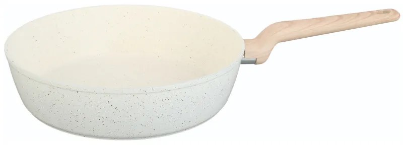 Βαθύ τηγάνι Voltz Nice OV54419E24D, 24x6.3 cm, Μαρμάρινο φινίρισμα, Επαγωγή, Κρέμα μελανζέ