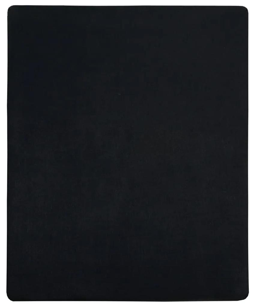 vidaXL Σεντόνι με Λάστιχο Μαύρο 100 x 200 εκ. Βαμβακερό Ζέρσεϊ