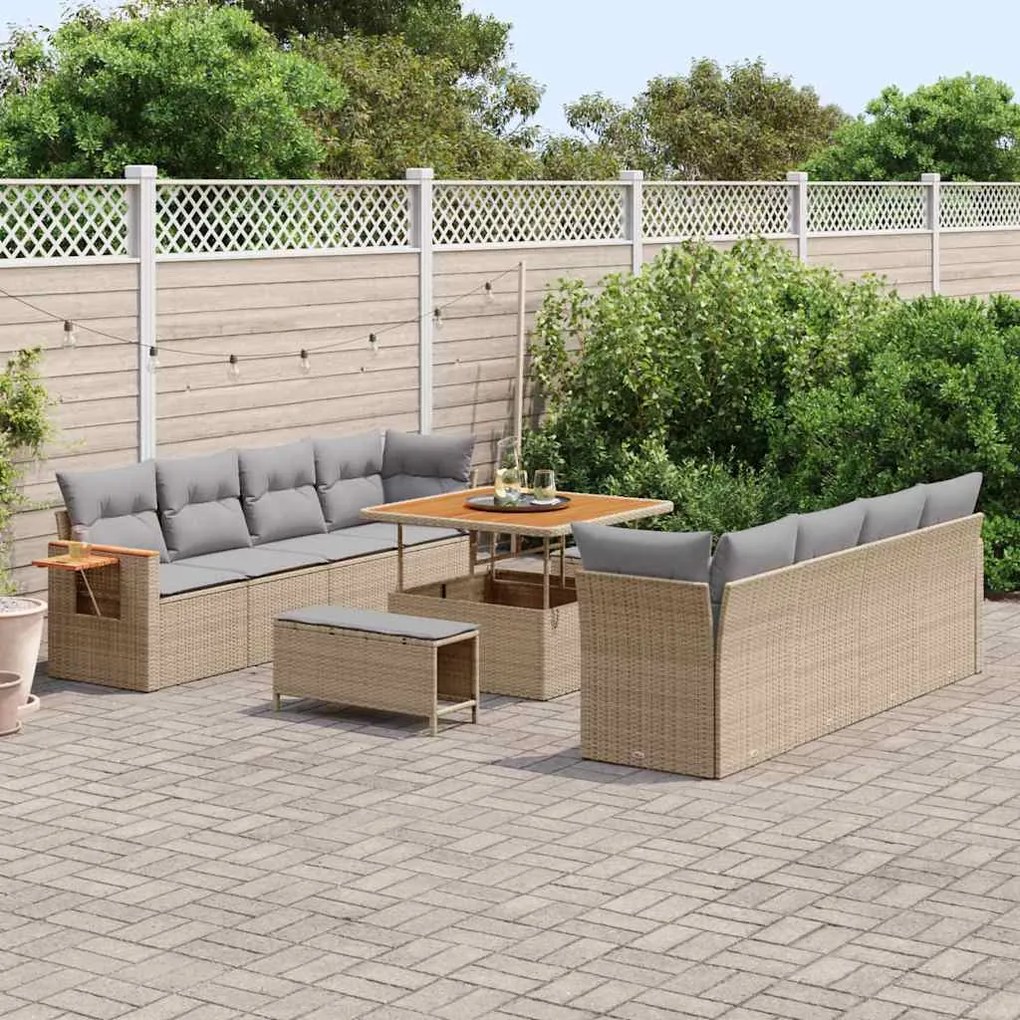 vidaXL Σετ Καναπέ Κήπου 11 pcs μπεζ και ανοιχτό γκρι 100 x 100 x 71 cm