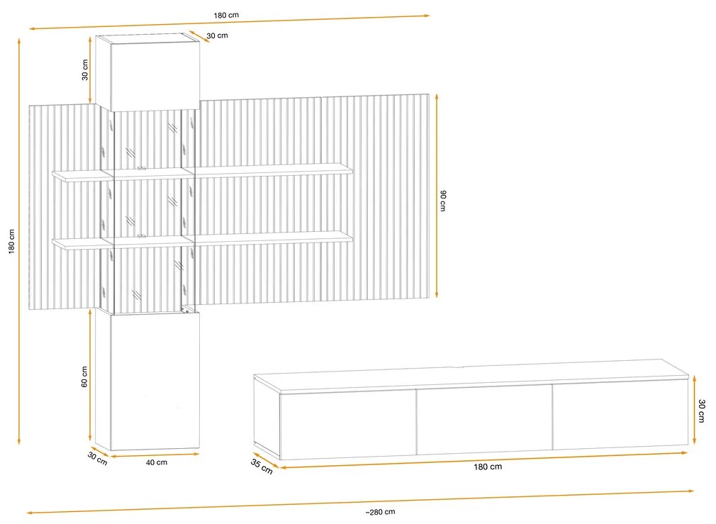 Swap XIX Σύνθεση Καφέ δρυς 280x180x40