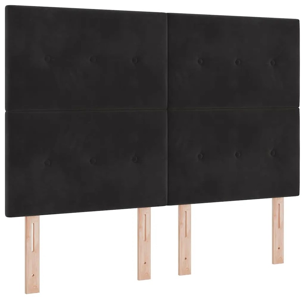 vidaXL Κρεβάτι με ελατήρια με στρώμα Μαύρο 140 x 200 cm Βελούδο
