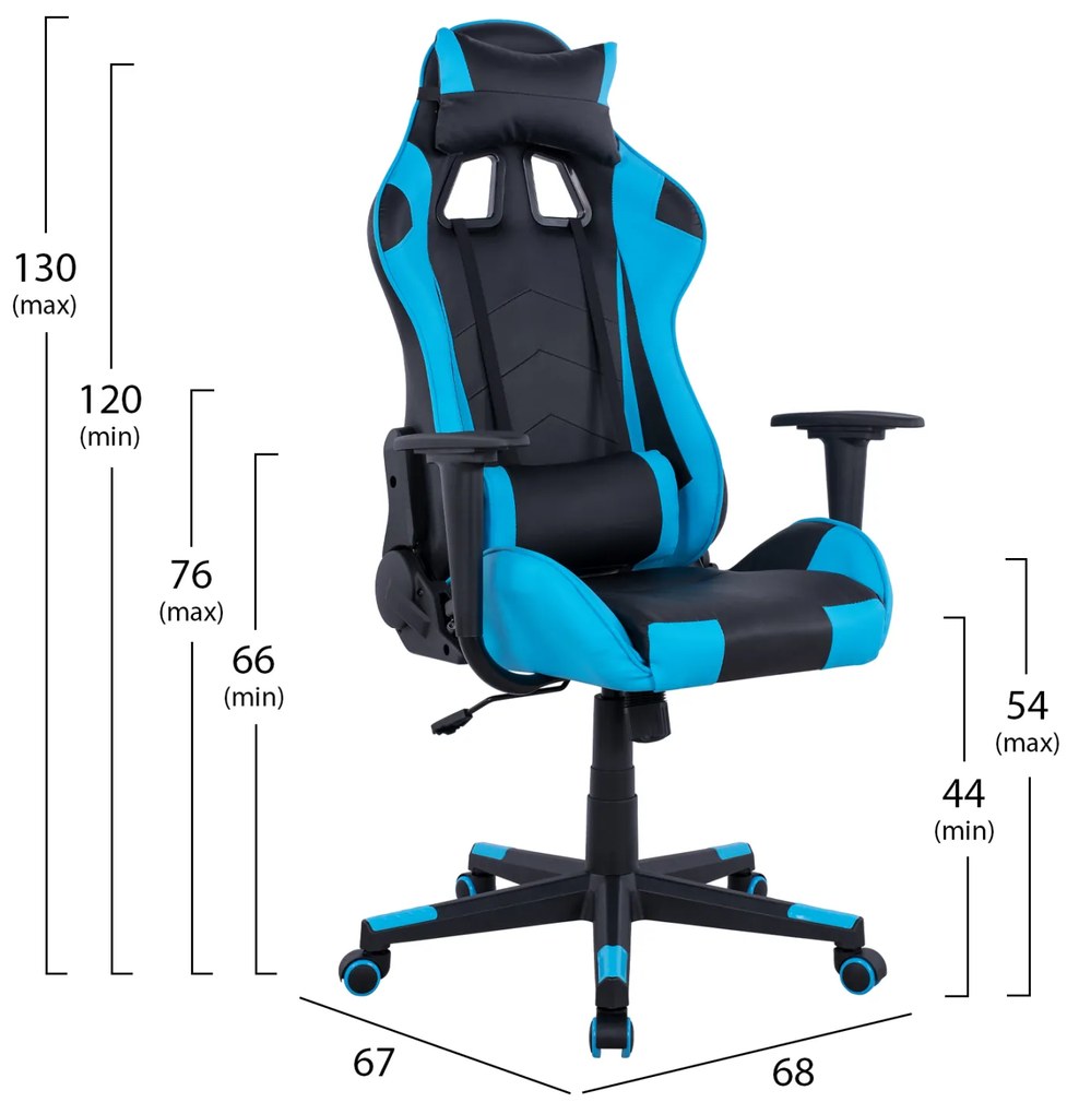 Πολυθρόνα Gaming Winter Μαύρο-Σιέλ Pu 68x67x130 Εκ