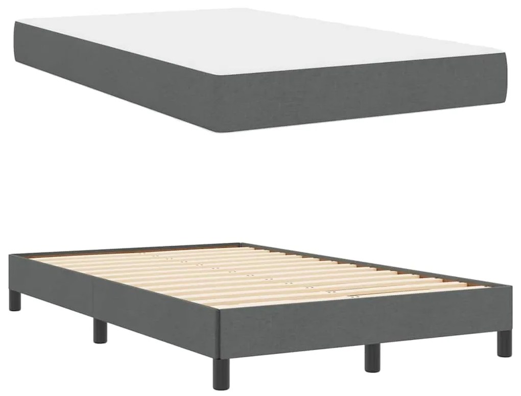 vidaXL Κρεβάτι με ελατήρια Άλλο Σκούρο γκρι 120 x 190 cm ύφασμα