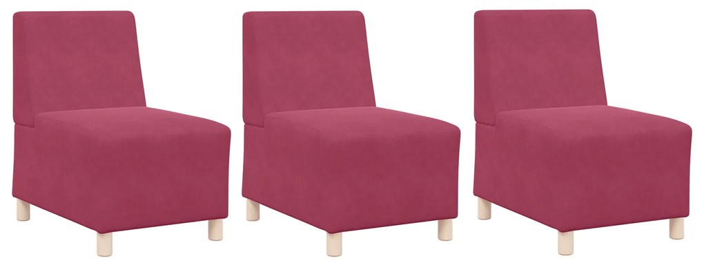 vidaXL Καθίσμα Σαλονιού 3 pcs Μπορντό 55 x 74 x 82 εκ. Βελούδο