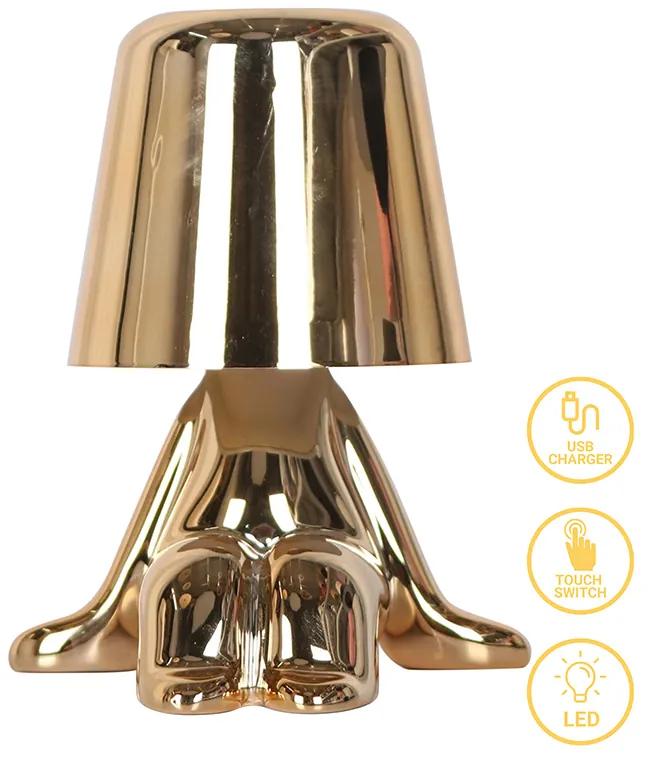 Επιτραπέζιο φωτιστικό αφής LED Radiance pakoworld επαναφορτιζόμενο χρυσό Φ15x17εκ Model: 009-000115