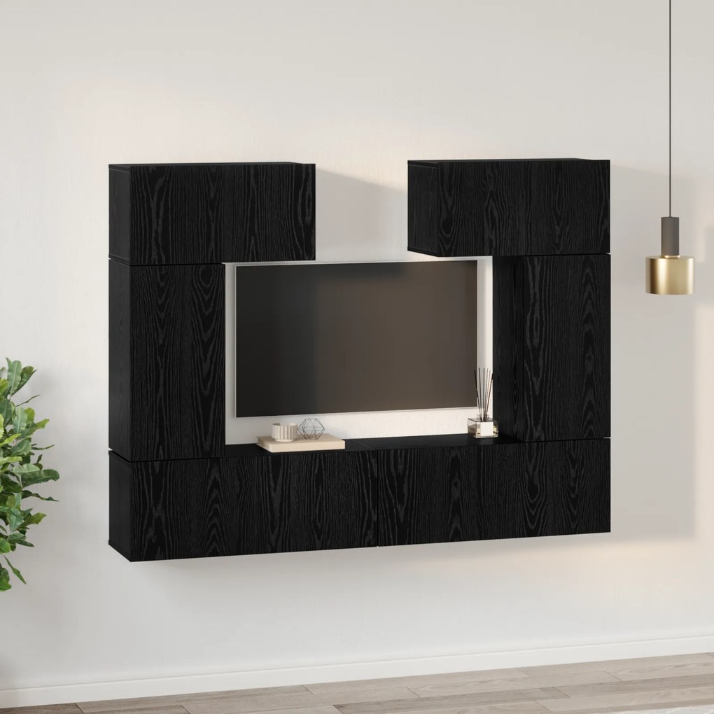 vidaXL Σετ επίπλου τηλεόρασης 6 pcs Μαύρη δρυς 80 x 30 x 30 εκ