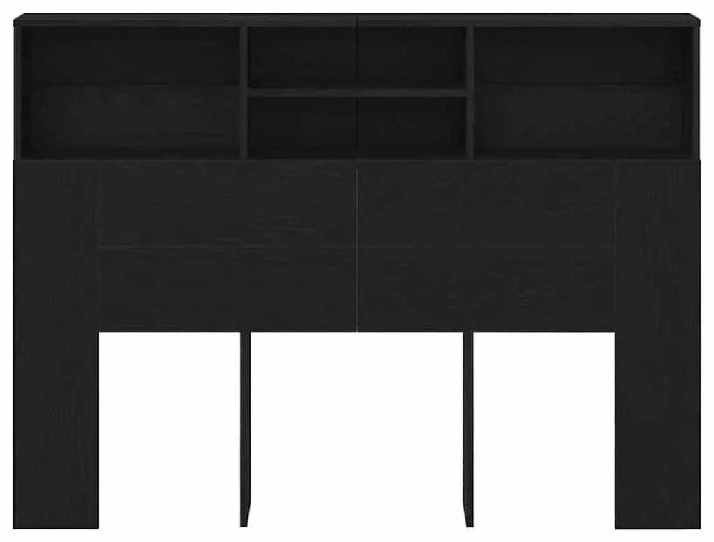 vidaXL Κρεβάτι με Κεφαλάρι με ράφι Μαύρη δρυς 140 x 19 x 103.5 cm