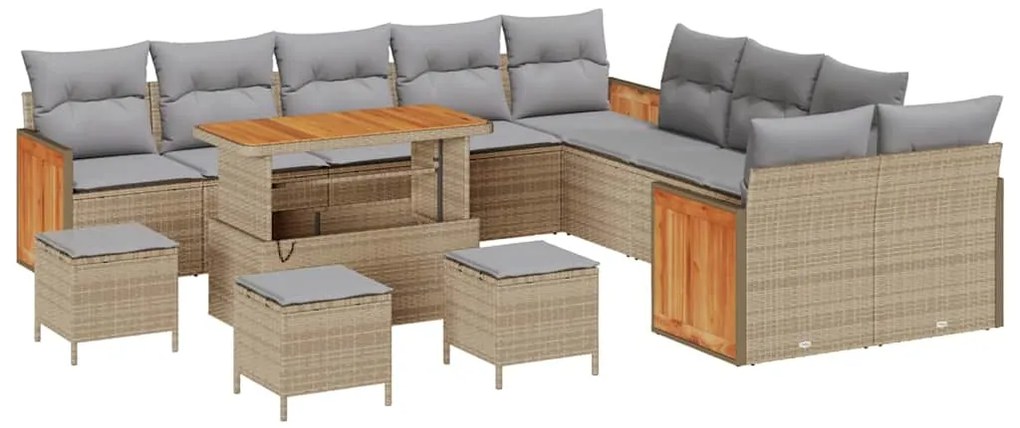 vidaXL Σετ Καναπέ Κήπου 14 pcs Μπεζ, Ανοιχτό γκρι 110 x 55 x 71 εκ