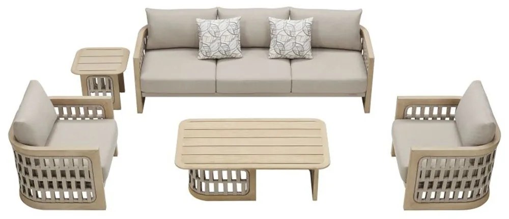 Σαλόνι Κήπου Riva-3 01-00-2657 (Σετ 5Τμχ) Με Μαξιλάρια Beige 5 Θέσεων