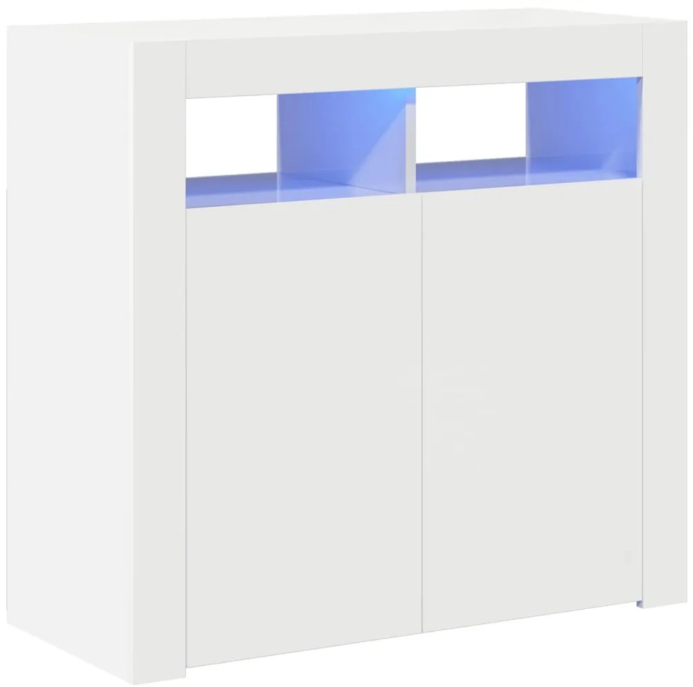 vidaXL Ντουλάπι με LED Γυαλιστερό Λευκό 80 x 35 x 75 εκ.