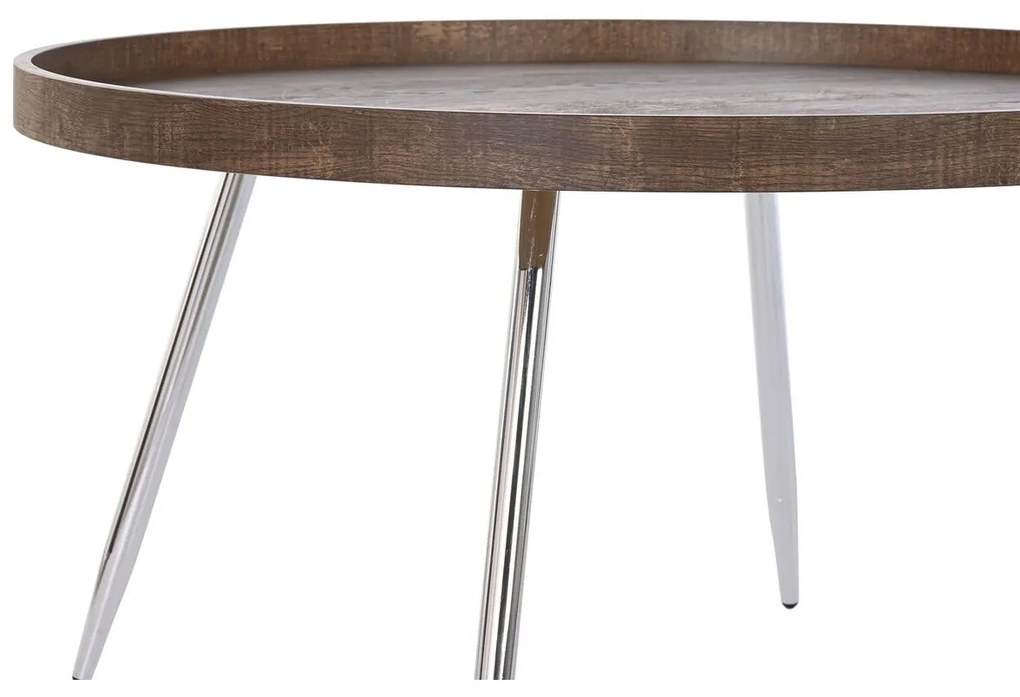Τραπεζάκι Καφέ DKD Home Decor Καφέ Ασημί Μέταλλο Χάλυβας Ξύλο MDF 30 x 40 cm 78 x 78 x 41,5 cm