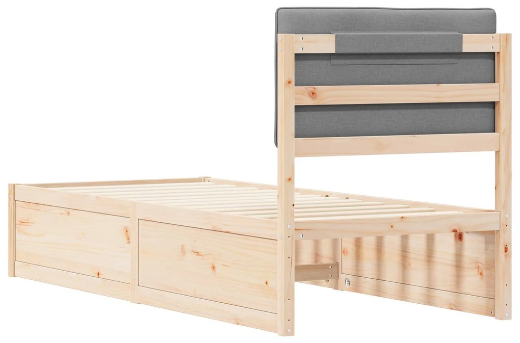 vidaXL Σκελετός Κρεβατιού με Επενδεδυμένο Κεφαλάρι Ανοιχτό γκρι