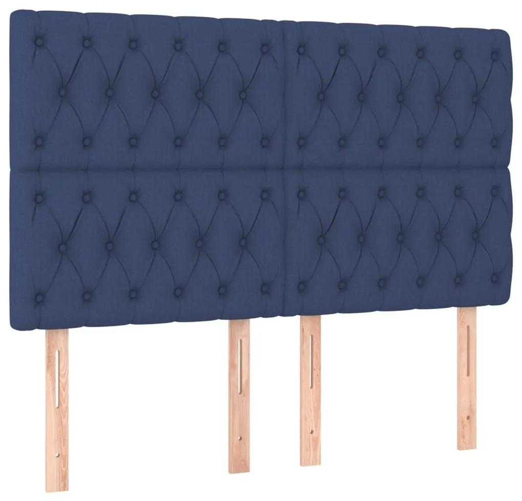 Πλαίσιο Κρεβατιού με Κεφαλάρι Μπλε 160x200 εκ. Υφασμάτινο - Μπλε
